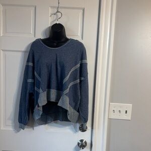 Zenana Outfitters Blue and Gray Crew Neck Sweater